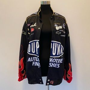 graphic patchwork racing jacket
